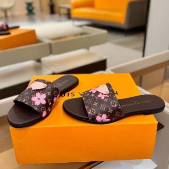 Louis Vuitton Lily Flat Mule in Monogram Canvas Brown/Pink 2026 (KL-26040305)
