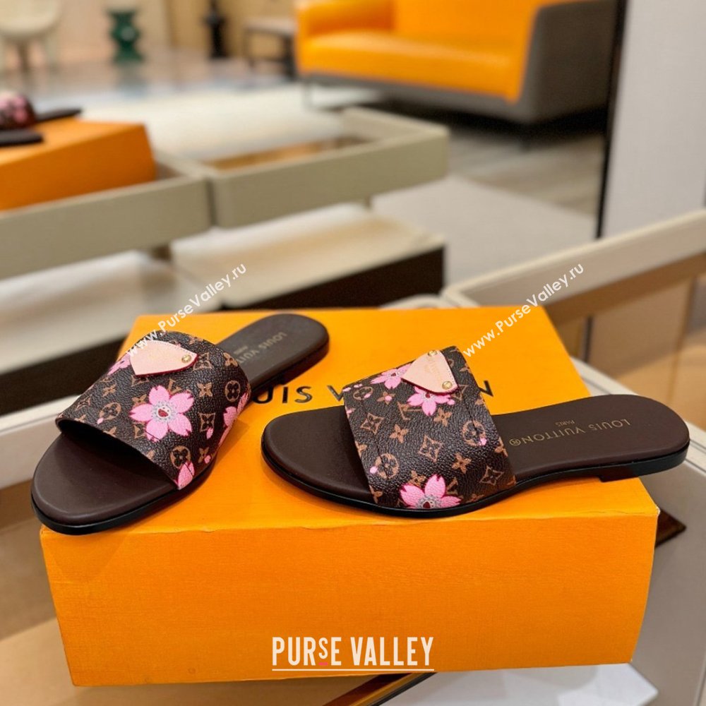Louis Vuitton Lily Flat Mule in Monogram Canvas Brown/Pink 2026 (KL-26040305)