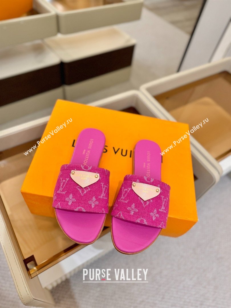 Louis Vuitton Lily Flat Mule in Monogram Denim Fuschia 2026 (KL-26040306)