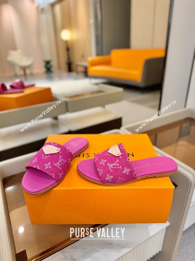 Louis Vuitton Lily Flat Mule in Monogram Denim Fuschia 2026 (KL-26040306)