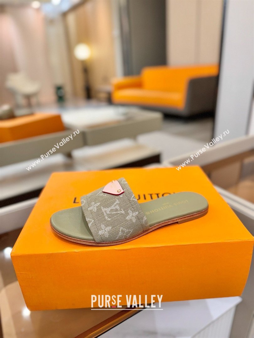 Louis Vuitton Lily Flat Mule in Monogram Denim Pale Green 2026 (KL-26040307)