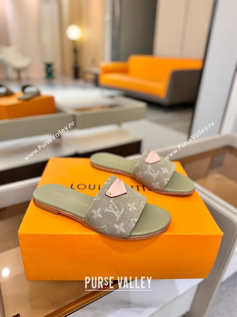 Louis Vuitton Lily Flat Mule in Monogram Denim Pale Green 2026 (KL-26040307)