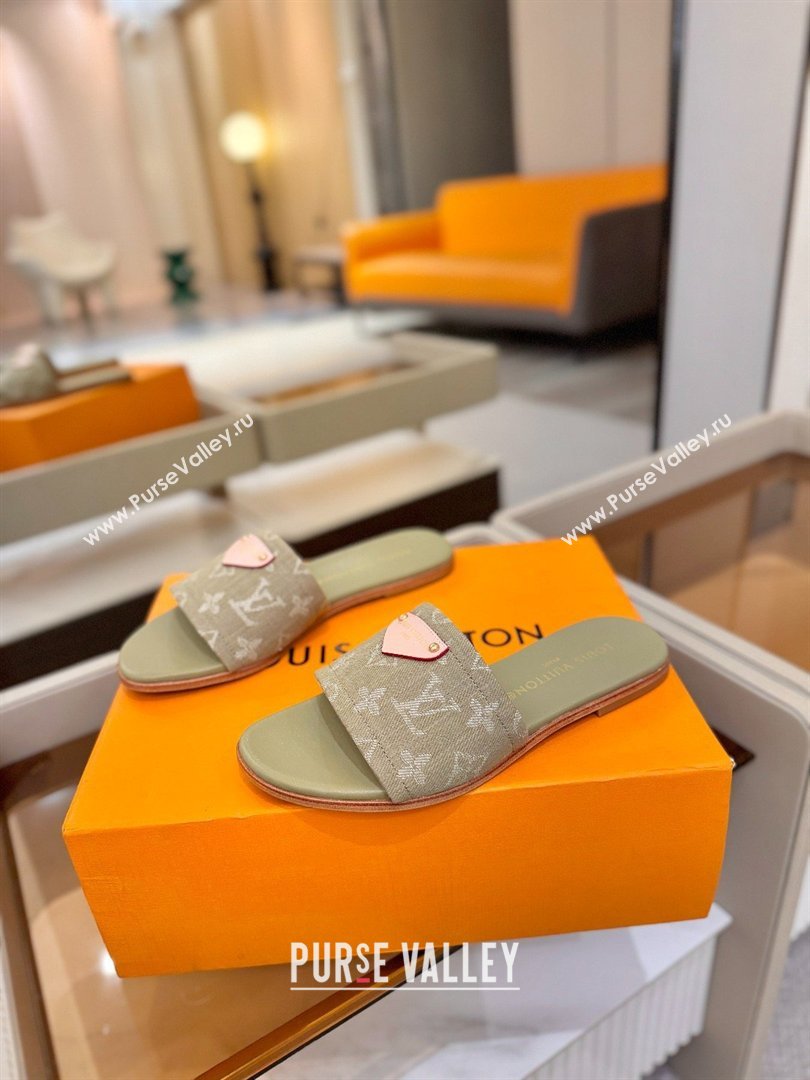 Louis Vuitton Lily Flat Mule in Monogram Denim Pale Green 2026 (KL-26040307)