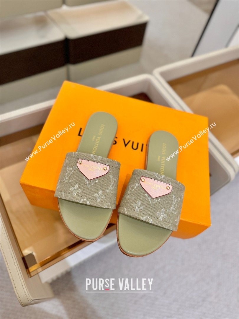 Louis Vuitton Lily Flat Mule in Monogram Denim Pale Green 2026 (KL-26040307)