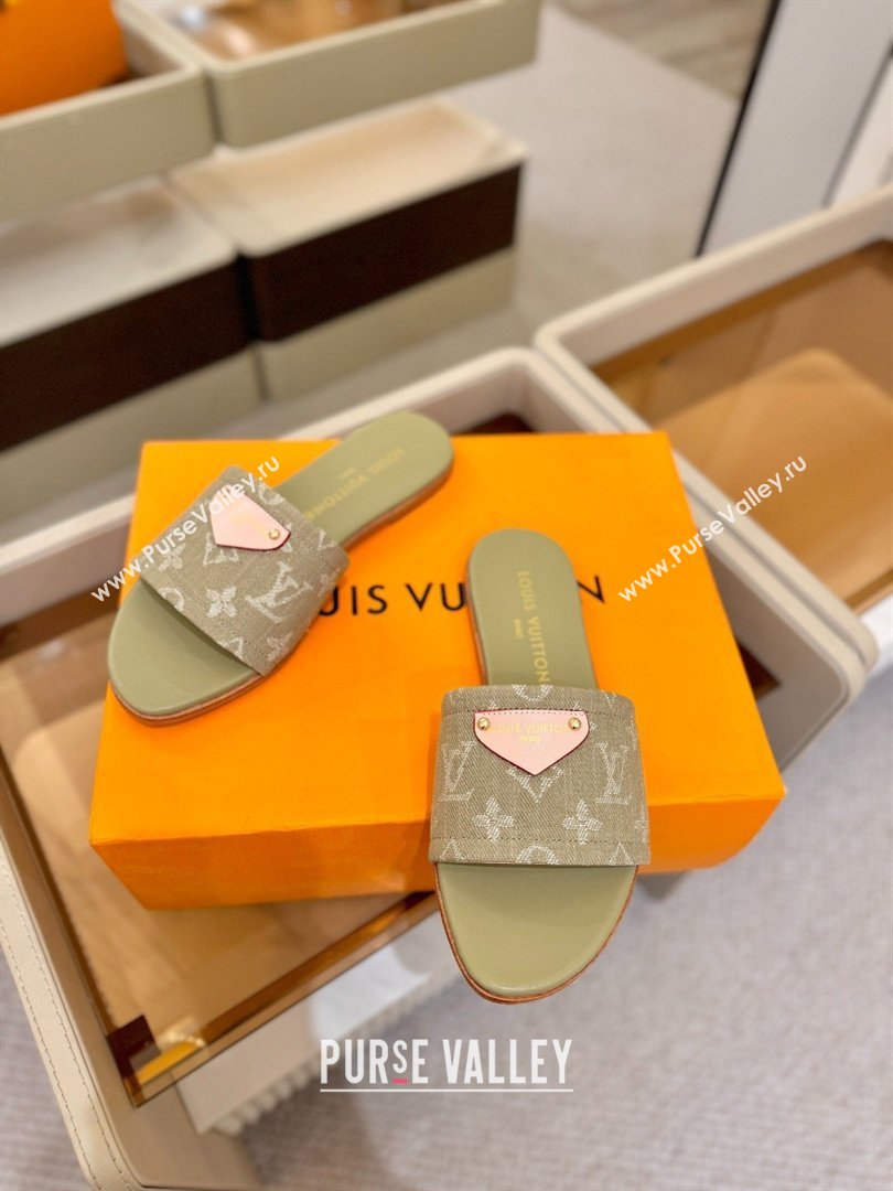 Louis Vuitton Lily Flat Mule in Monogram Denim Pale Green 2026 (KL-26040307)