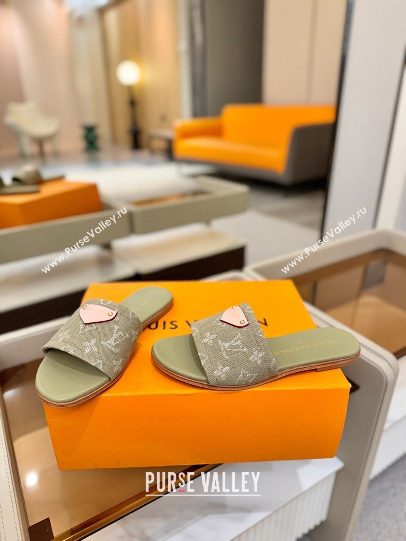 Louis Vuitton Lily Flat Mule in Monogram Denim Pale Green 2026 (KL-26040307)