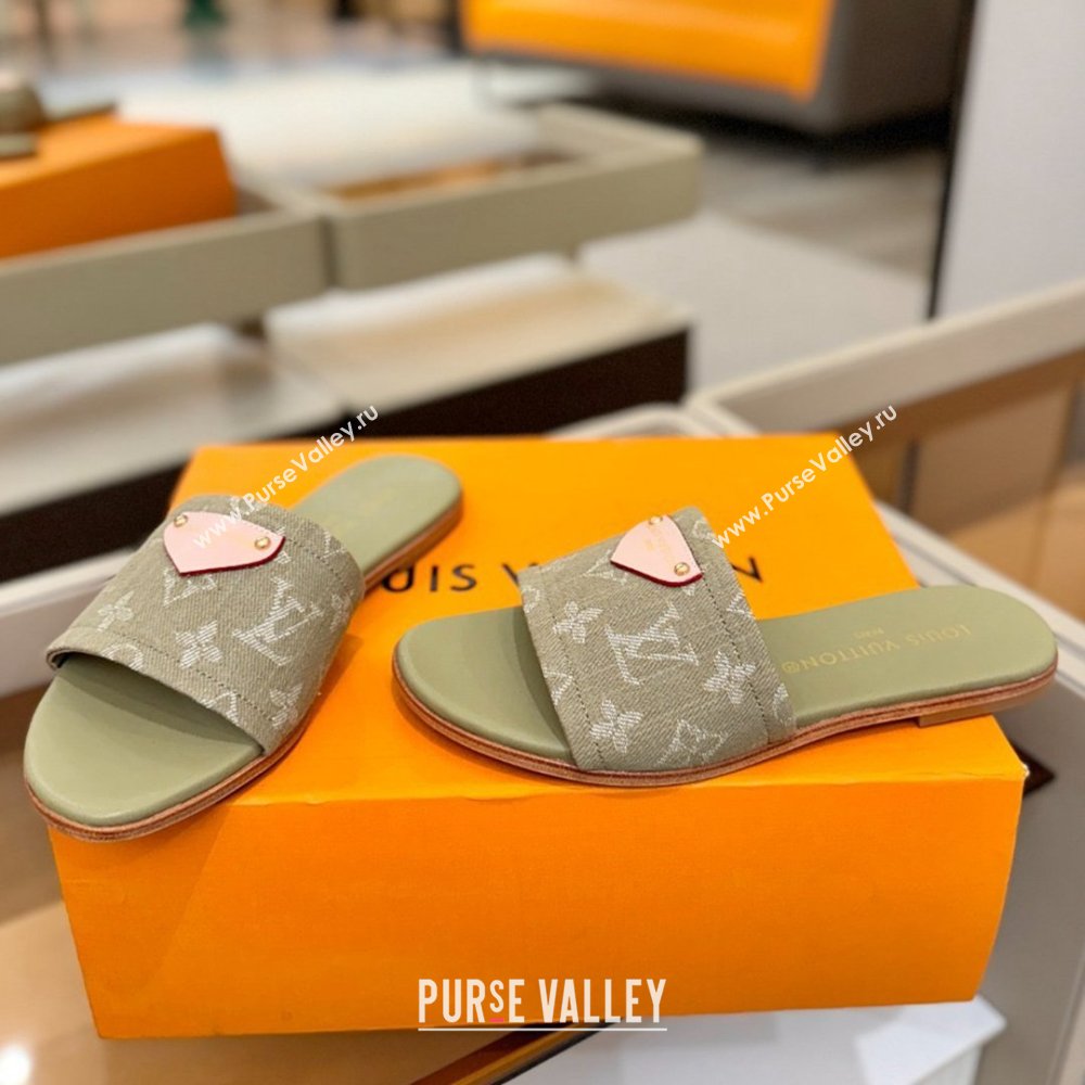Louis Vuitton Lily Flat Mule in Monogram Denim Pale Green 2026 (KL-26040307)