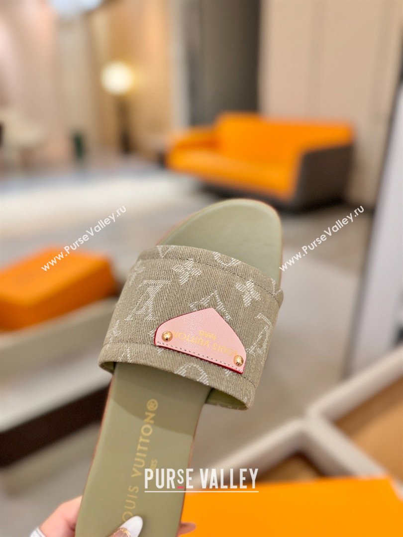 Louis Vuitton Lily Flat Mule in Monogram Denim Pale Green 2026 (KL-26040307)