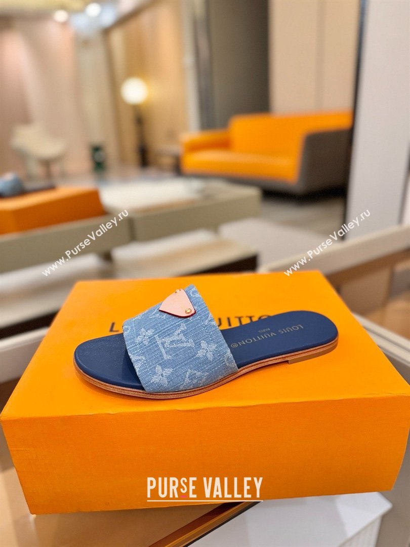 Louis Vuitton Lily Flat Mule in Monogram Denim Blue 2026 (KL-26040308)