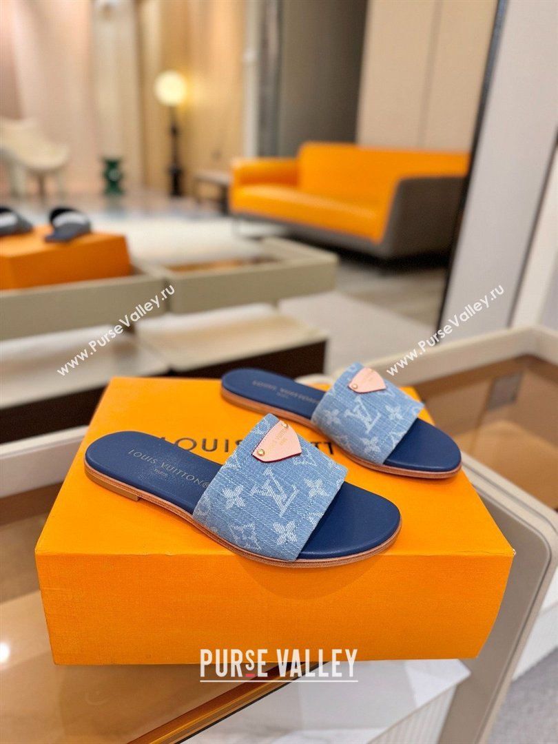 Louis Vuitton Lily Flat Mule in Monogram Denim Blue 2026 (KL-26040308)