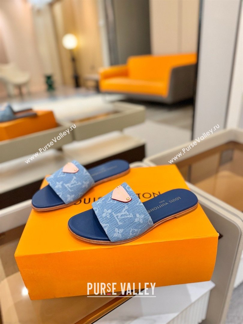 Louis Vuitton Lily Flat Mule in Monogram Denim Blue 2026 (KL-26040308)
