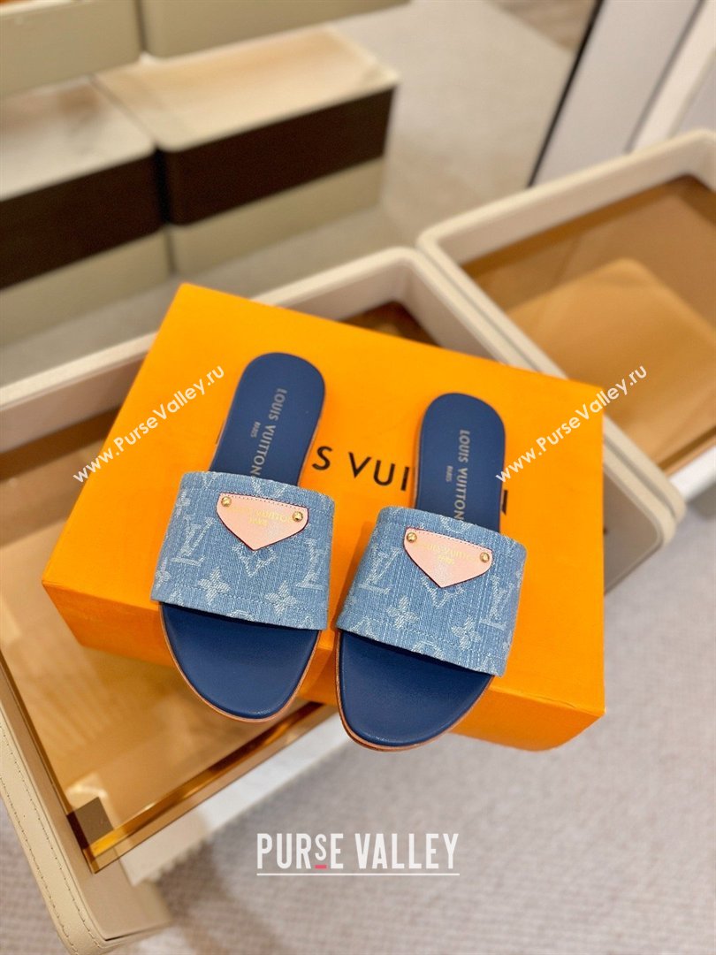 Louis Vuitton Lily Flat Mule in Monogram Denim Blue 2026 (KL-26040308)