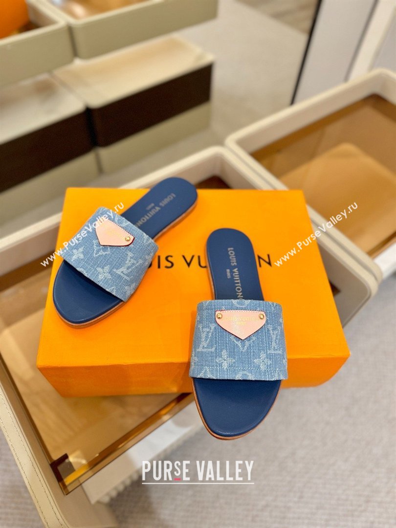 Louis Vuitton Lily Flat Mule in Monogram Denim Blue 2026 (KL-26040308)