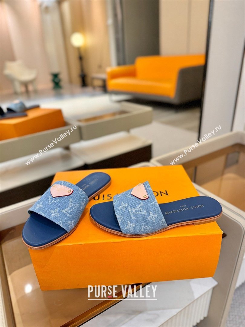 Louis Vuitton Lily Flat Mule in Monogram Denim Blue 2026 (KL-26040308)