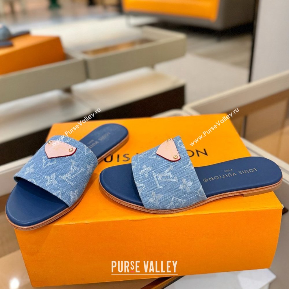 Louis Vuitton Lily Flat Mule in Monogram Denim Blue 2026 (KL-26040308)