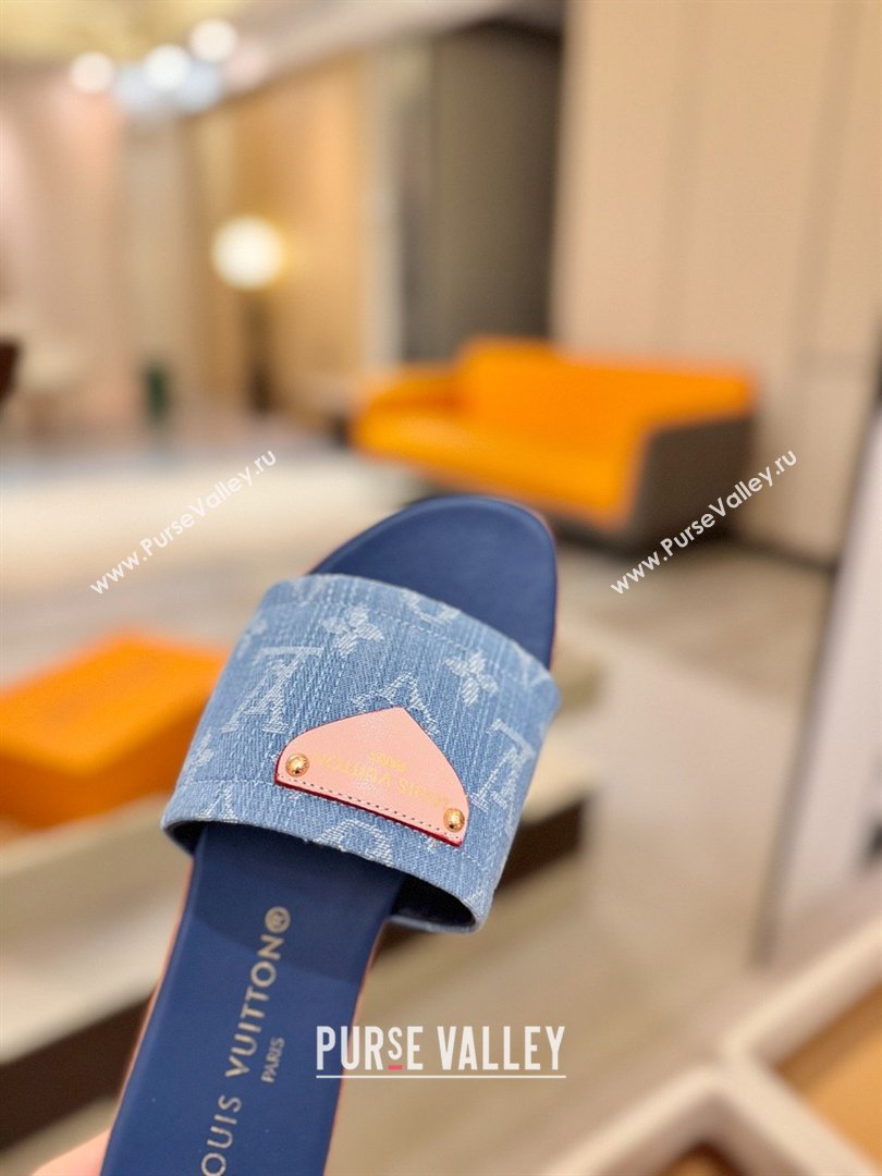 Louis Vuitton Lily Flat Mule in Monogram Denim Blue 2026 (KL-26040308)