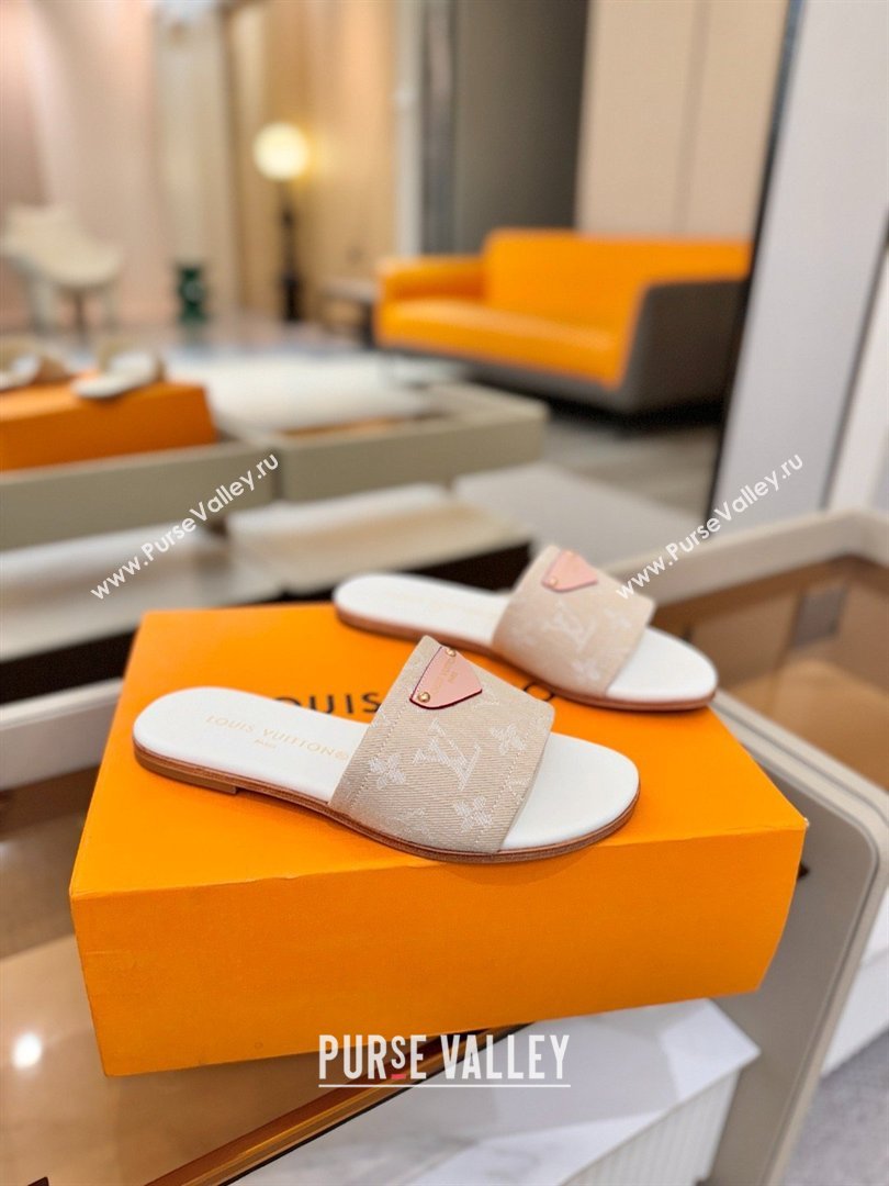 Louis Vuitton Lily Flat Mule in Monogram Denim Greige 2026 (KL-26040309)