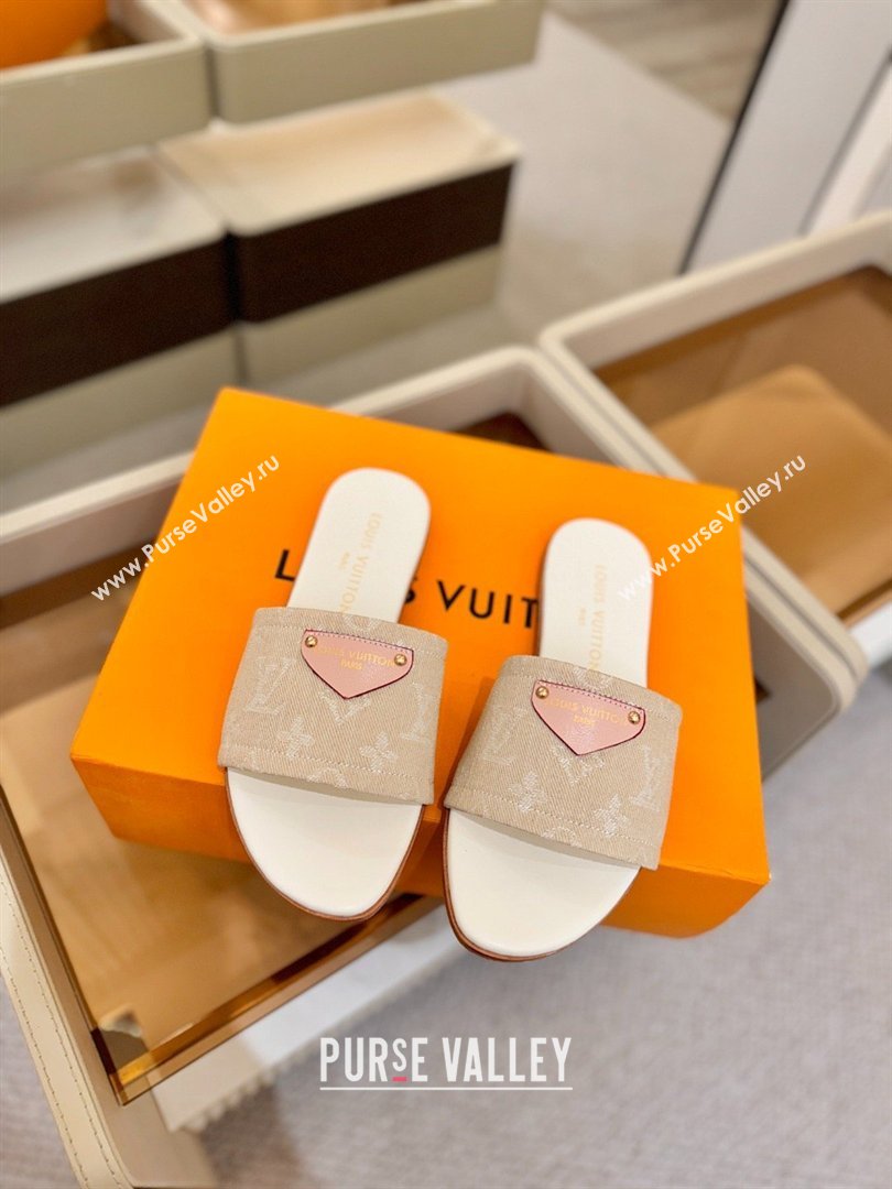 Louis Vuitton Lily Flat Mule in Monogram Denim Greige 2026 (KL-26040309)