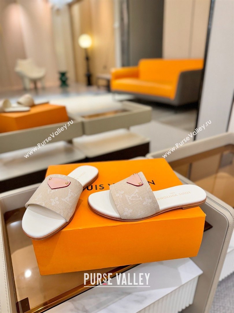 Louis Vuitton Lily Flat Mule in Monogram Denim Greige 2026 (KL-26040309)
