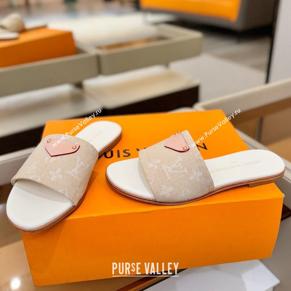 Louis Vuitton Lily Flat Mule in Monogram Denim Greige 2026 (KL-26040309)