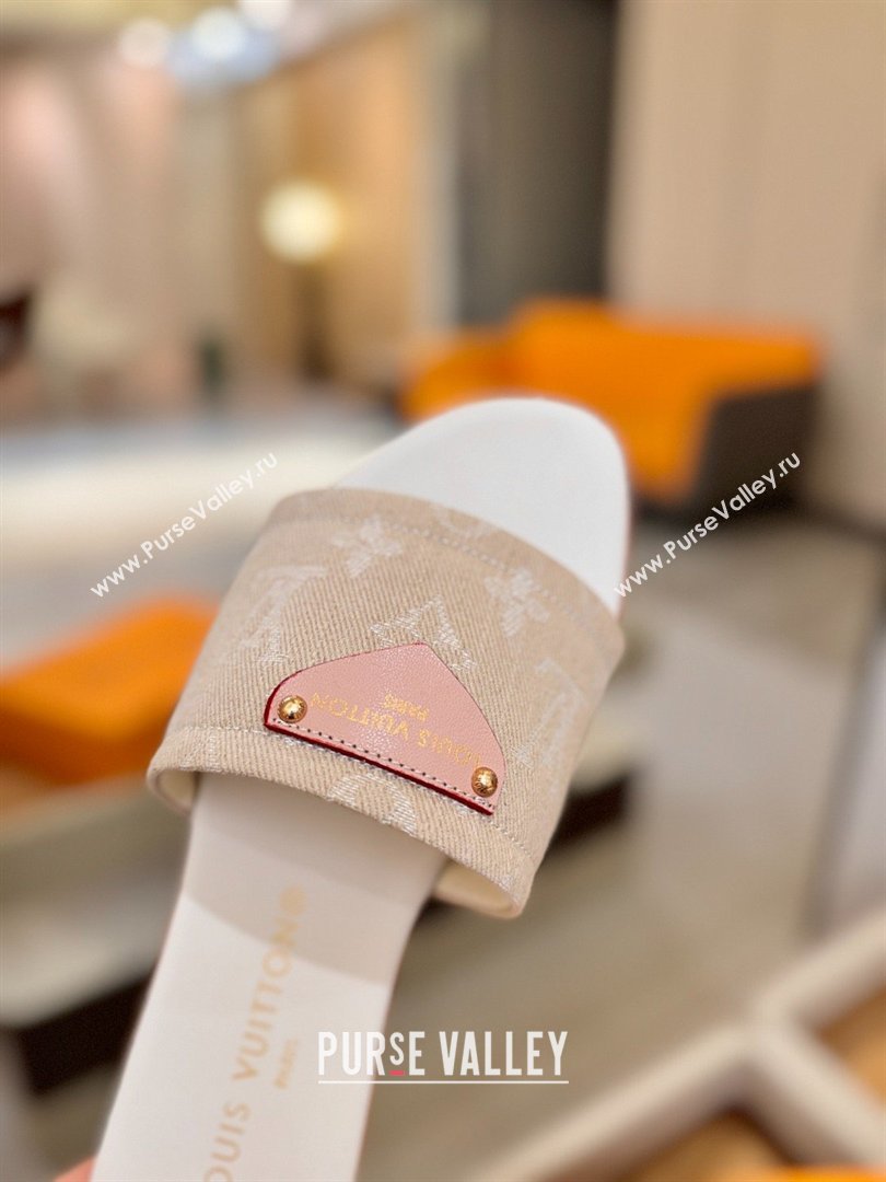 Louis Vuitton Lily Flat Mule in Monogram Denim Greige 2026 (KL-26040309)