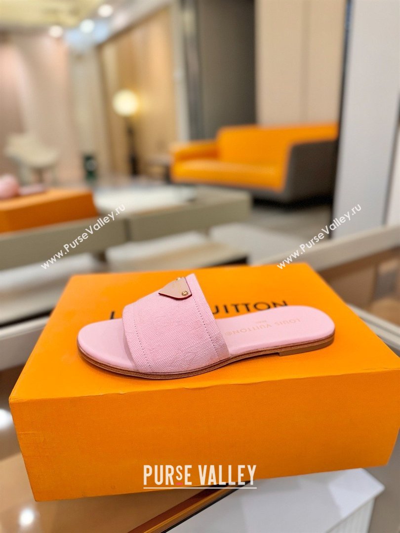 Louis Vuitton Lily Flat Mule in Monogram Denim Pink 2026 (KL-26040310)