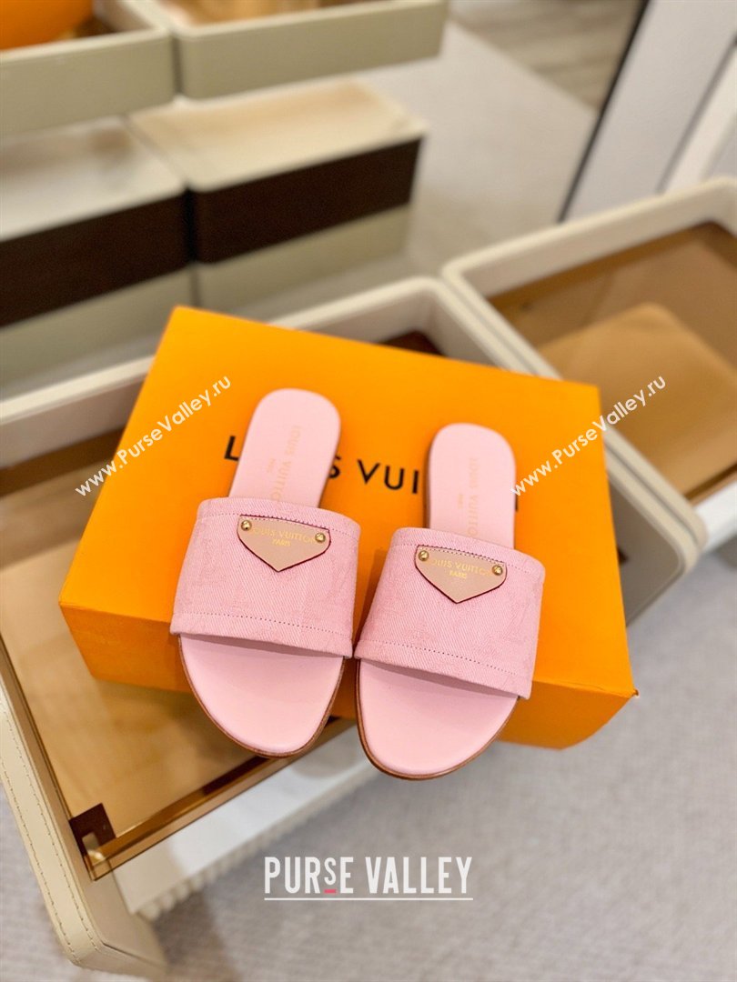 Louis Vuitton Lily Flat Mule in Monogram Denim Pink 2026 (KL-26040310)