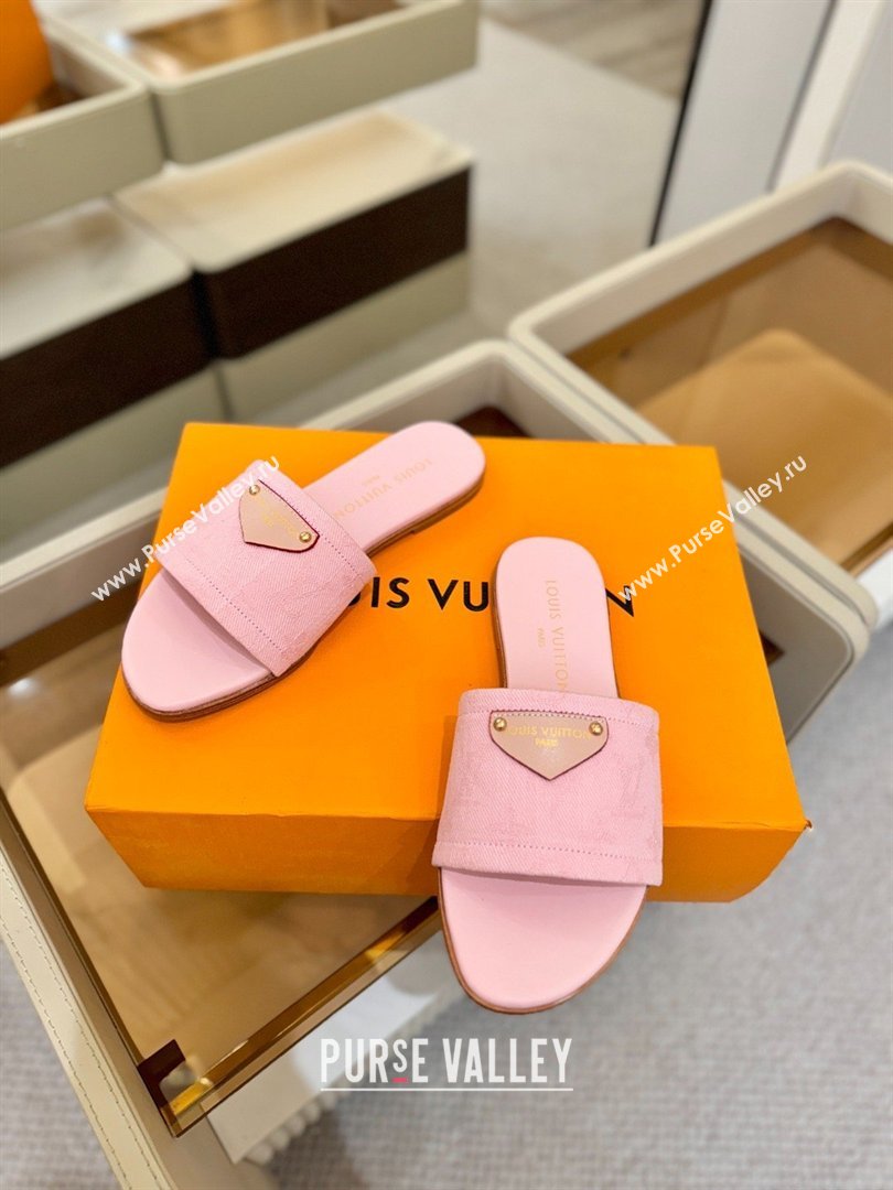 Louis Vuitton Lily Flat Mule in Monogram Denim Pink 2026 (KL-26040310)