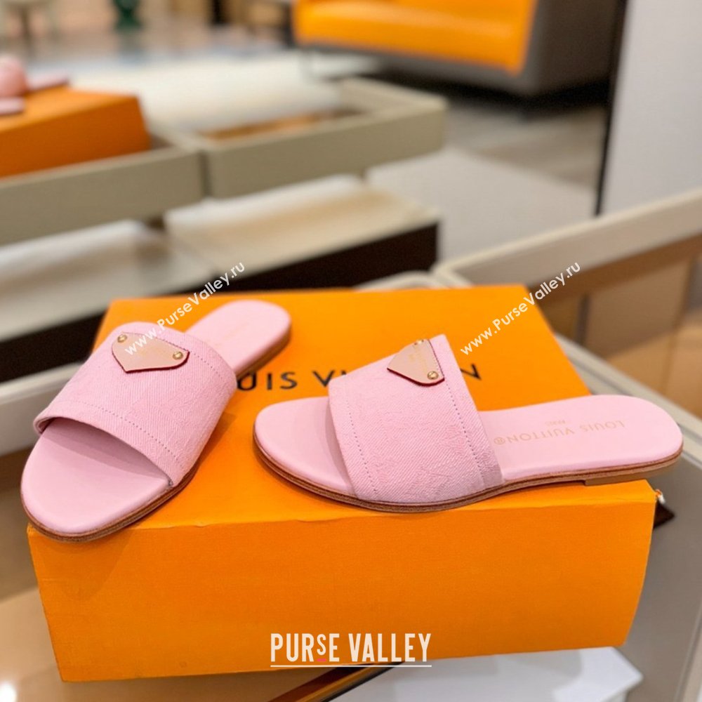 Louis Vuitton Lily Flat Mule in Monogram Denim Pink 2026 (KL-26040310)