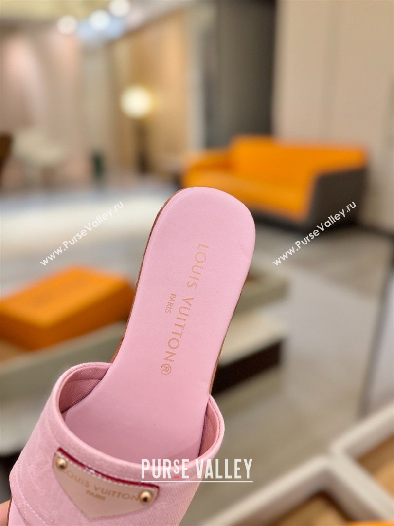 Louis Vuitton Lily Flat Mule in Monogram Denim Pink 2026 (KL-26040310)