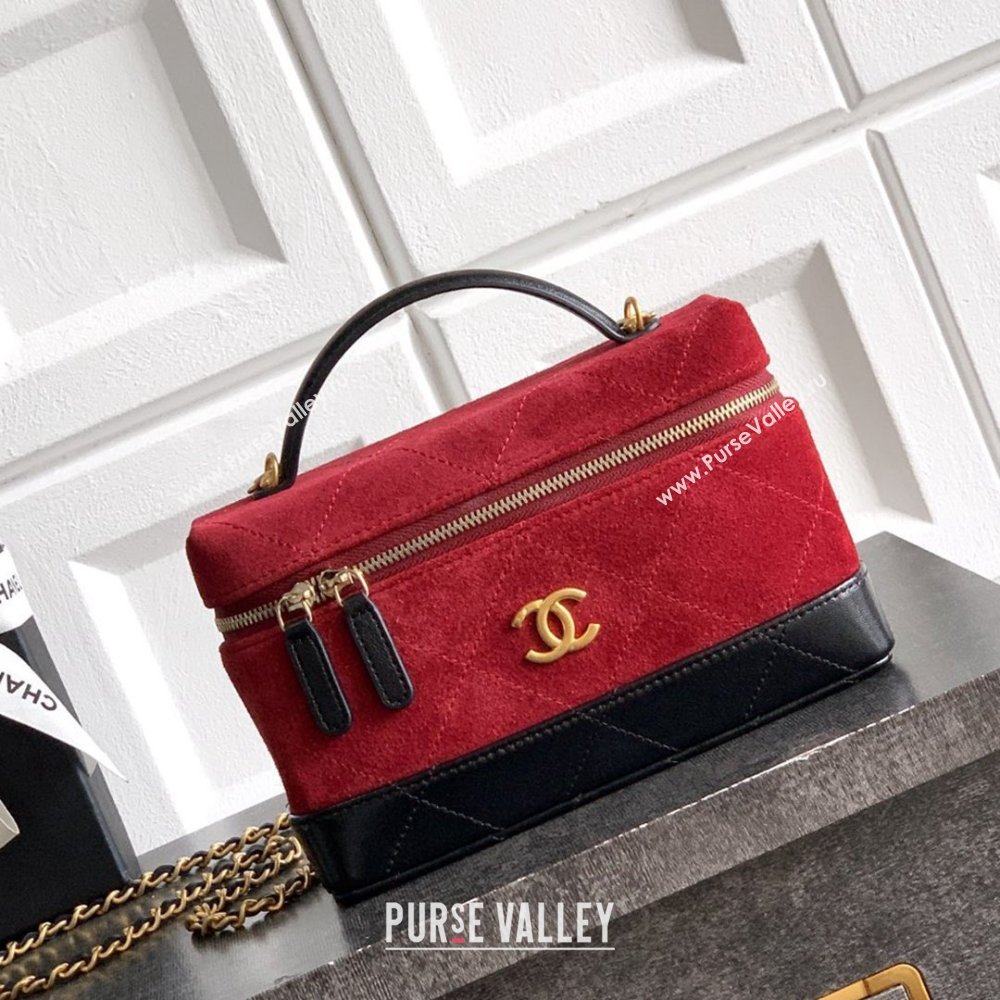Chanel Vanity with Chain in Suede Calfskin Shiny Lambskin AP5186 Burgundy 2026 (JY-26040802)