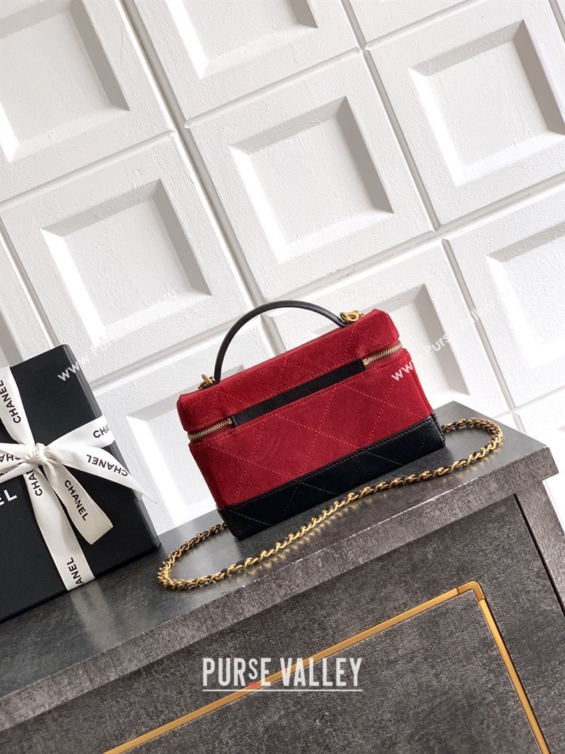Chanel Vanity with Chain in Suede Calfskin Shiny Lambskin AP5186 Burgundy 2026 (JY-26040802)