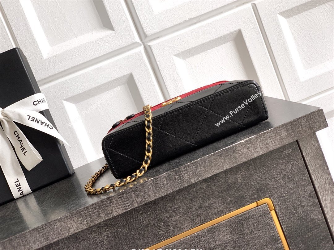 Chanel Vanity with Chain in Suede Calfskin Shiny Lambskin AP5186 Burgundy 2026 (JY-26040802)