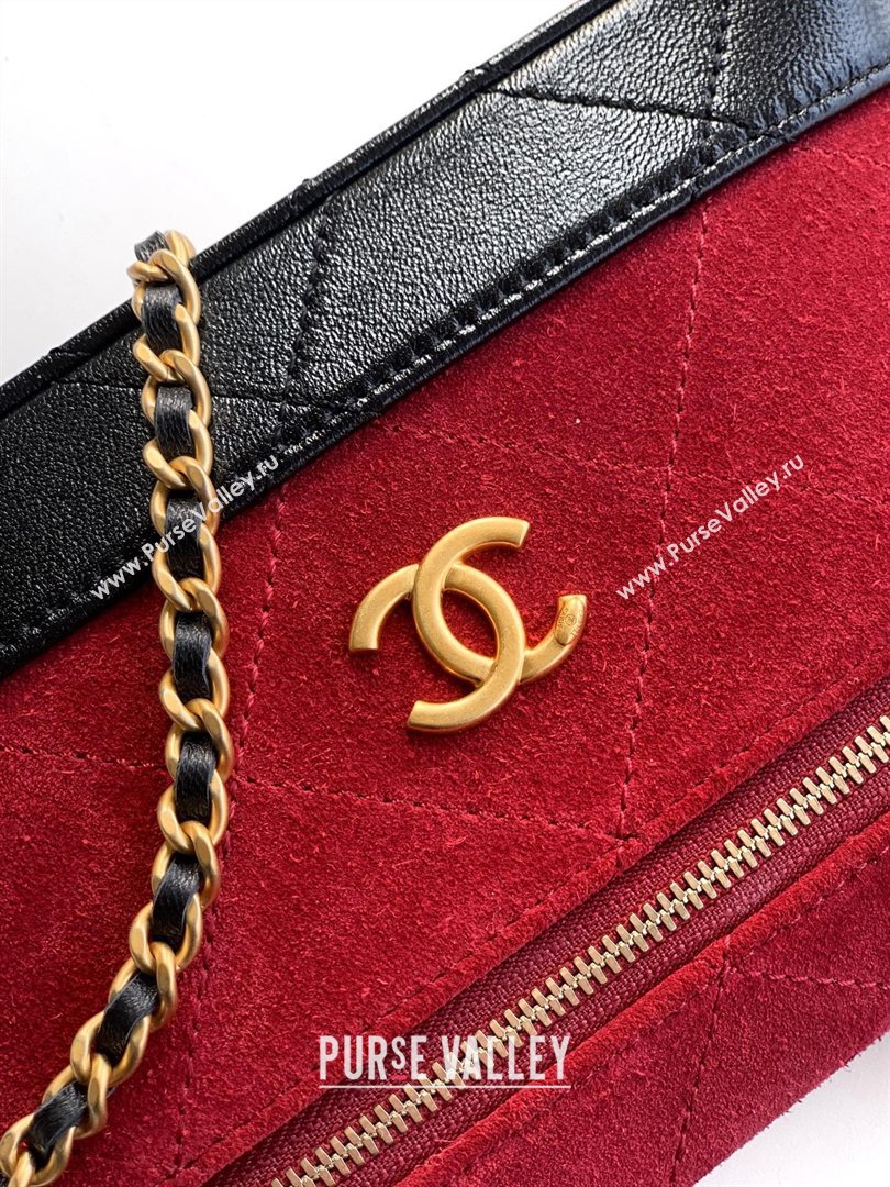 Chanel Vanity with Chain in Suede Calfskin Shiny Lambskin AP5186 Burgundy 2026 (JY-26040802)