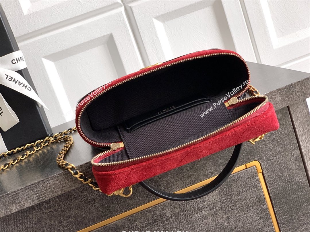 Chanel Vanity with Chain in Suede Calfskin Shiny Lambskin AP5186 Burgundy 2026 (JY-26040802)