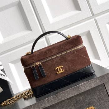 Chanel Vanity with Chain in Suede Calfskin Shiny Lambskin AP5186 Coffee Brown 2026 (JY-26040803)