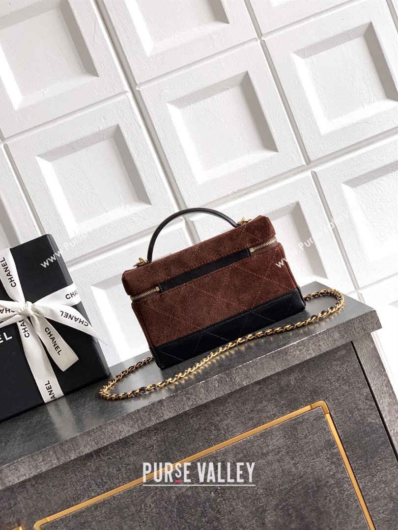 Chanel Vanity with Chain in Suede Calfskin Shiny Lambskin AP5186 Coffee Brown 2026 (JY-26040803)