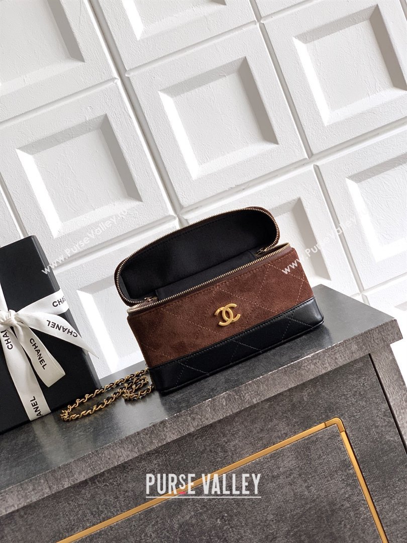 Chanel Vanity with Chain in Suede Calfskin Shiny Lambskin AP5186 Coffee Brown 2026 (JY-26040803)
