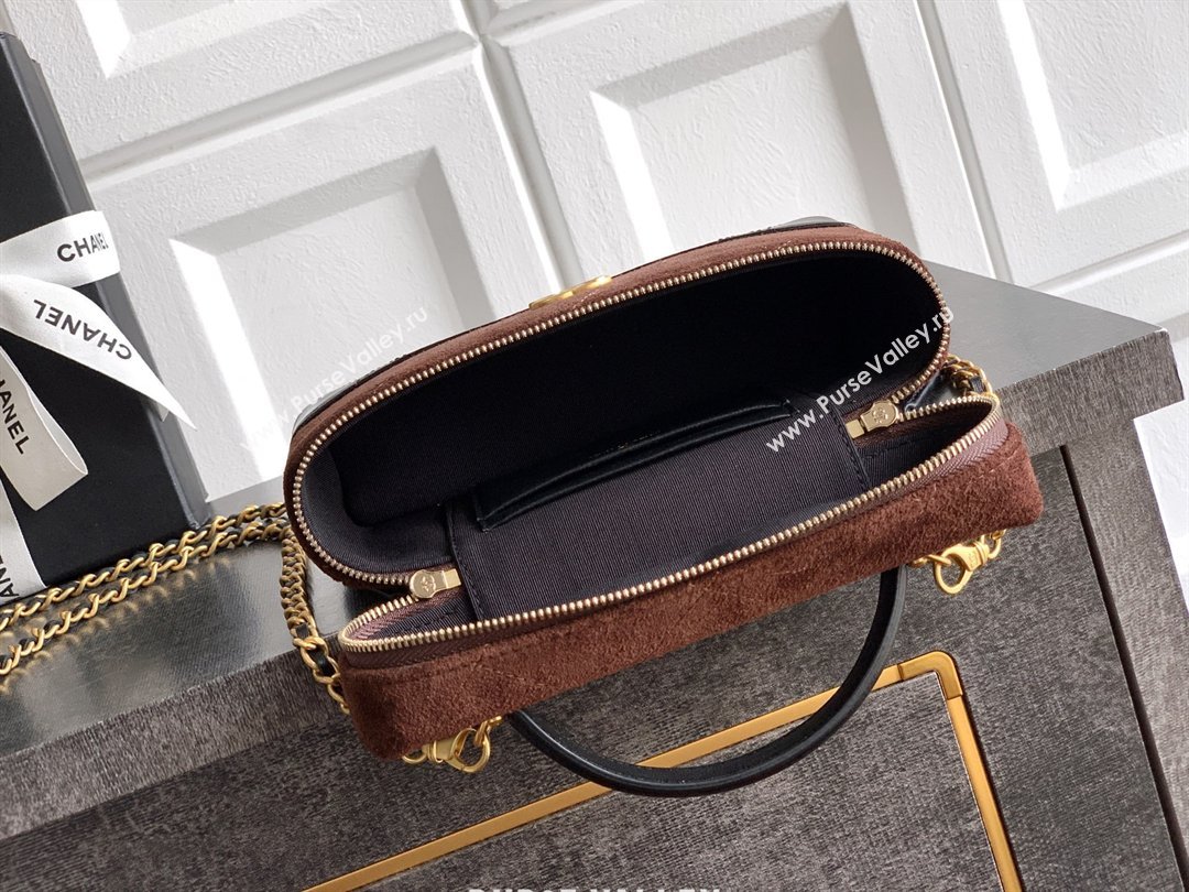 Chanel Vanity with Chain in Suede Calfskin Shiny Lambskin AP5186 Coffee Brown 2026 (JY-26040803)