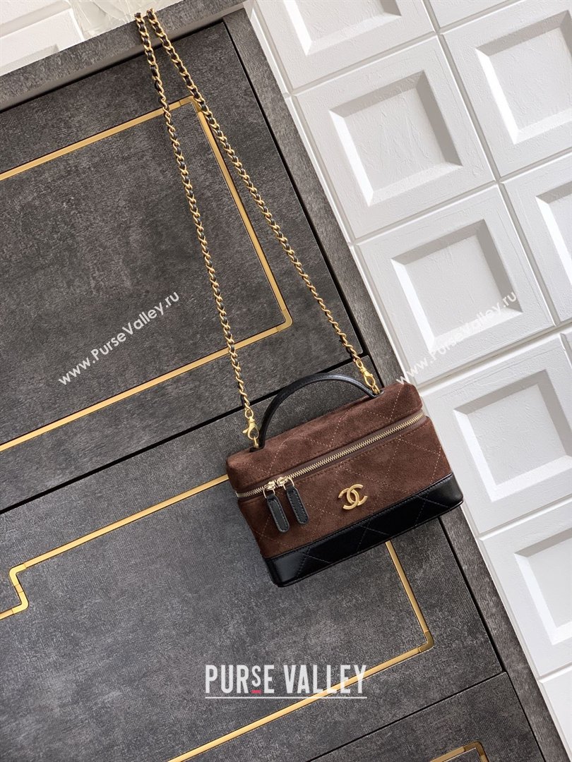 Chanel Vanity with Chain in Suede Calfskin Shiny Lambskin AP5186 Coffee Brown 2026 (JY-26040803)