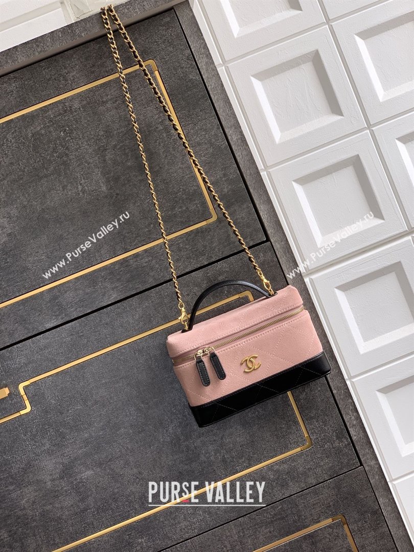 Chanel Vanity with Chain in Suede Calfskin Shiny Lambskin AP5186 Pink 2026 (JY-26040804)