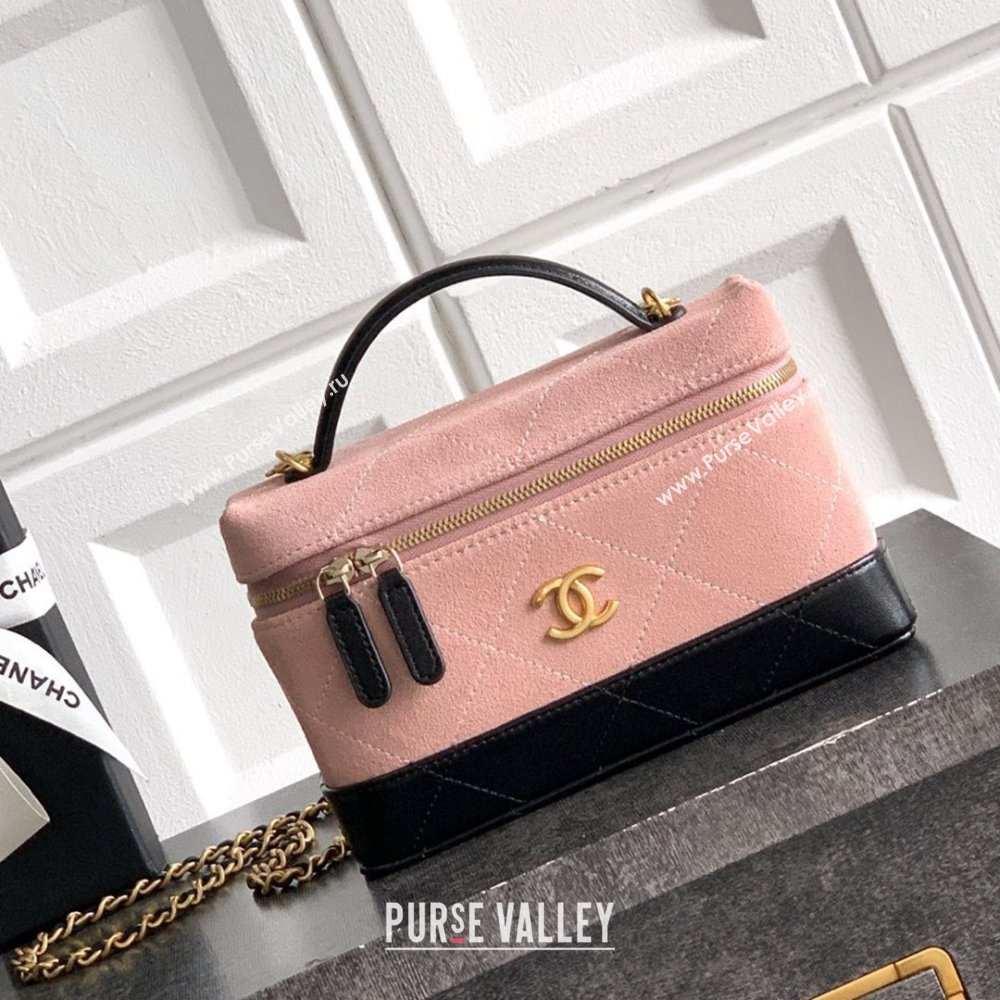 Chanel Vanity with Chain in Suede Calfskin Shiny Lambskin AP5186 Pink 2026 (JY-26040804)