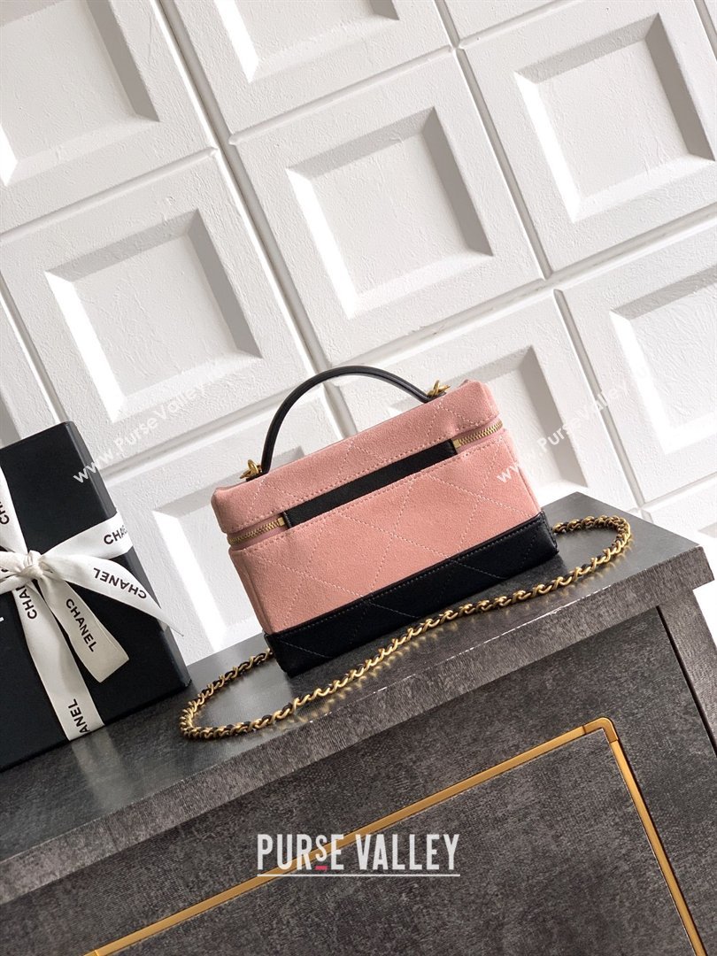 Chanel Vanity with Chain in Suede Calfskin Shiny Lambskin AP5186 Pink 2026 (JY-26040804)