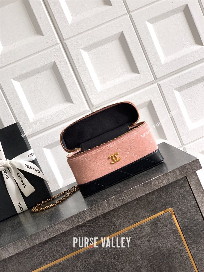 Chanel Vanity with Chain in Suede Calfskin Shiny Lambskin AP5186 Pink 2026 (JY-26040804)