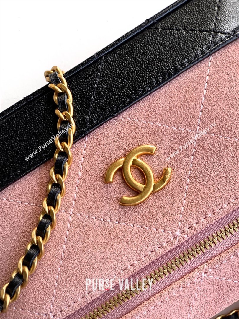 Chanel Vanity with Chain in Suede Calfskin Shiny Lambskin AP5186 Pink 2026 (JY-26040804)