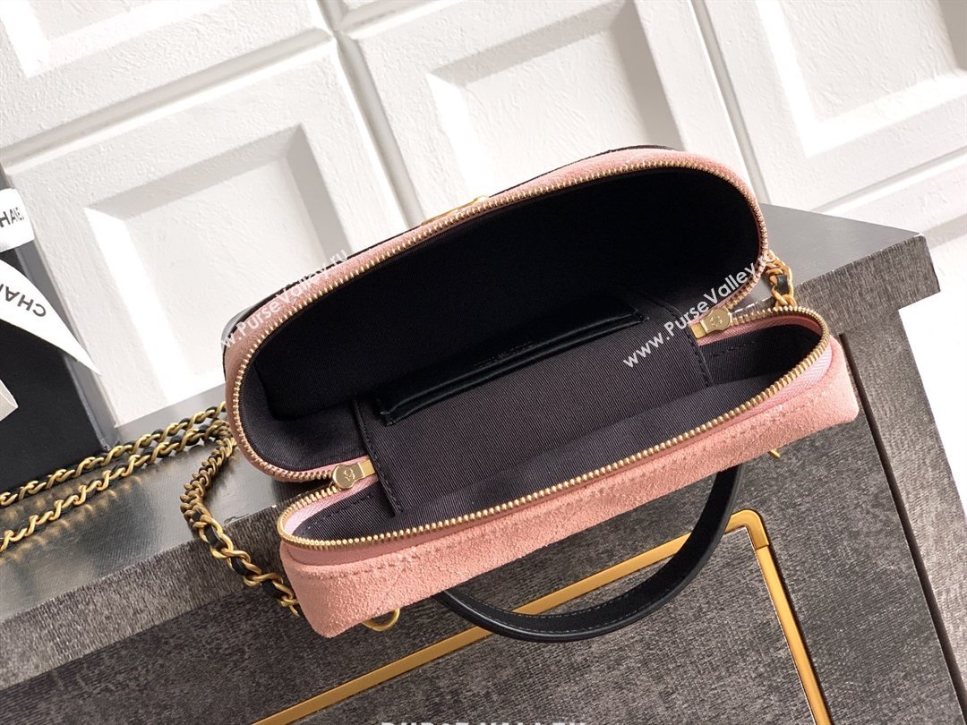 Chanel Vanity with Chain in Suede Calfskin Shiny Lambskin AP5186 Pink 2026 (JY-26040804)