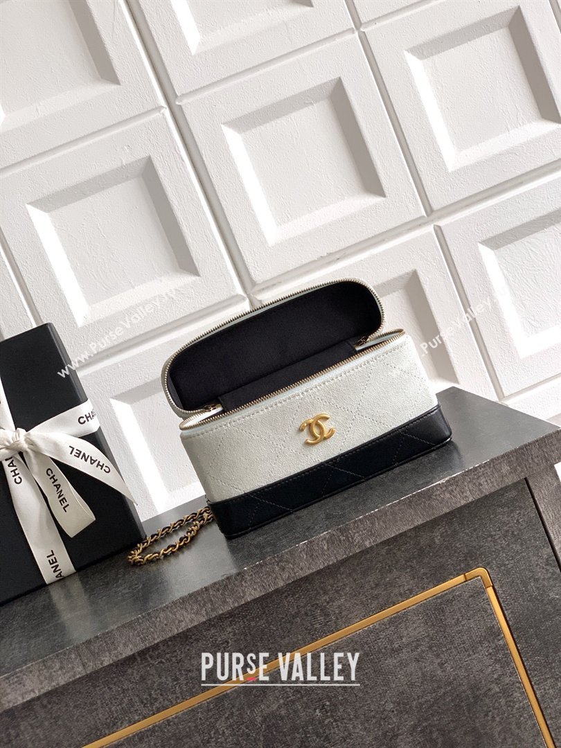 Chanel Vanity with Chain in Suede Calfskin Shiny Lambskin AP5186 Light Grey 2026 (JY-26040806)