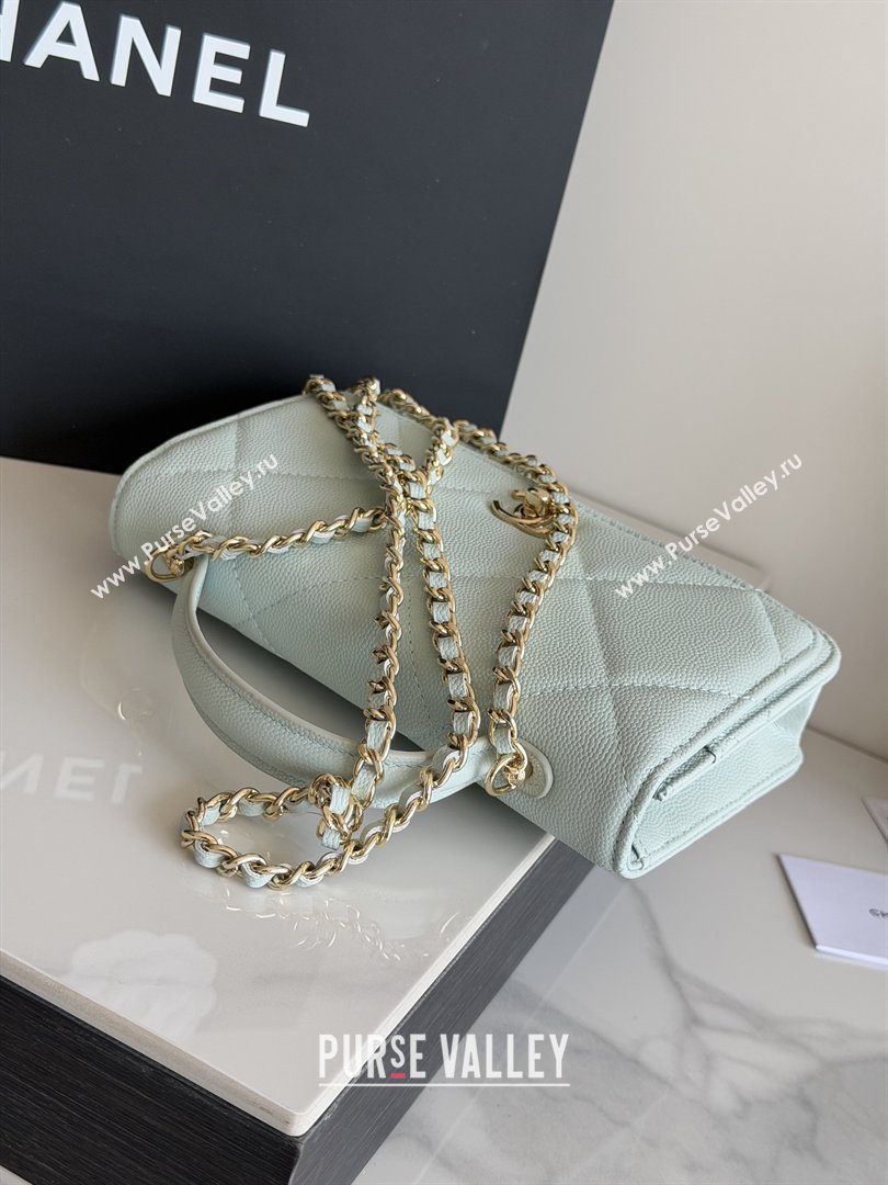 Chanel Wallet On Chain with Top Handle Grained Shiny Calfskin AP4931 Light Blue 2026 (YEZI-26040715)