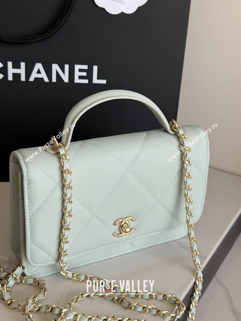 Chanel Wallet On Chain with Top Handle Grained Shiny Calfskin AP4931 Light Blue 2026 (YEZI-26040715)