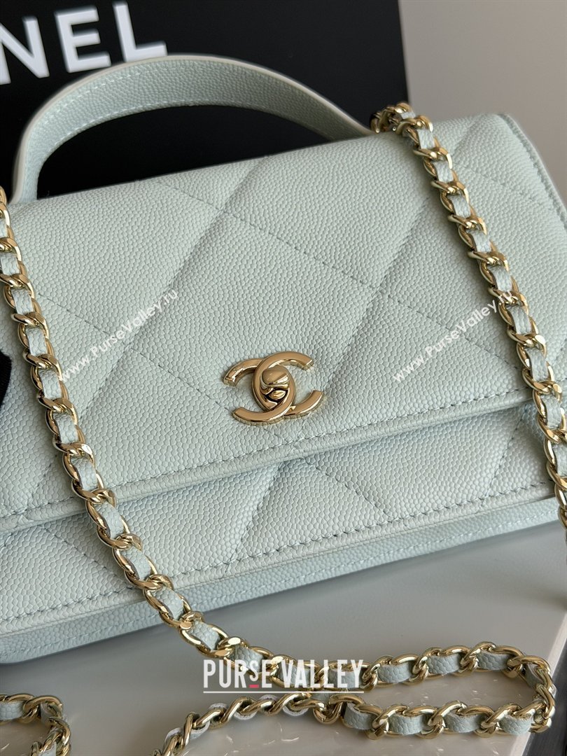 Chanel Wallet On Chain with Top Handle Grained Shiny Calfskin AP4931 Light Blue 2026 (YEZI-26040715)
